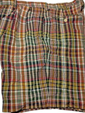 Polo Ralph Lauren Tyler Short Shorts Size 36 Plaid Red Blue Yellow Pleated Prepp